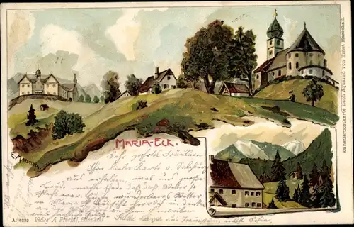 Künstler Litho Marshall, E., Siegsdorf in Oberbayern, Kloster Maria Eck