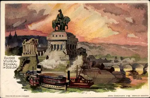 Künstler Litho Pfaff, C., Koblenz, Ansicht vom Kaiser Wilhelm Denkmal