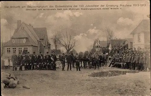 Ak Seth in Holstein, Ankunft des Gedenksteins der 100 Jahrfeier der Erhebung Preußens 1913