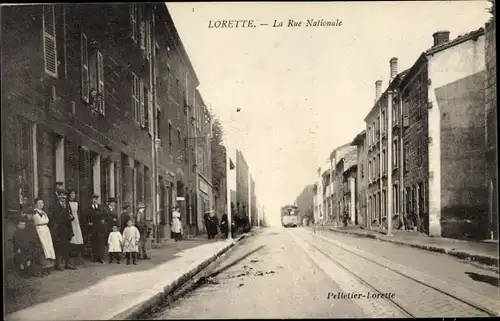 Ak Lorette Loire, La Rue Nationale