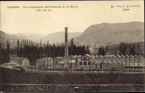 Ak Coubon Haute Loire, Vue d'ensemble des Filteries de la Darne