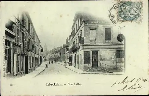 Ak Isle Adam Val d'Oise, Grande Rue