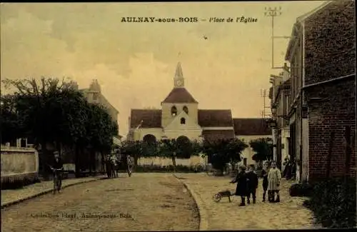 Ak Aulnay sous Bois Seine Saint Denis, Place de l'Église