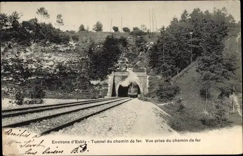 Ak Esbly Seine et Marne, Tunnel du chemin de fer, Vue prise du chemin de fer