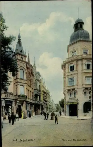 Ak Bad Oeynhausen in Westfalen, Straßenpartie am Nordbahnhof, Hotel Pavillon