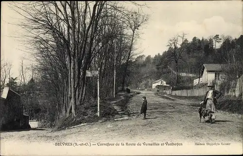 Ak Bièvres Essonne, Carrefour de la Route de Versailles et Vauboyen