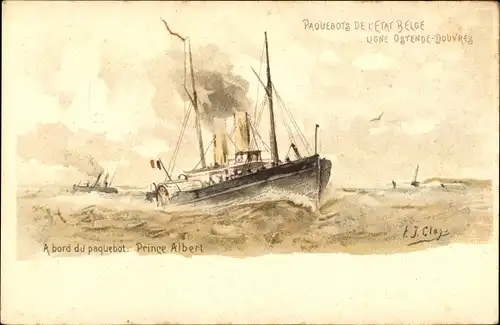 Ganzsachen Litho Fährschiff Prince Albert, Linie Ostende Dover