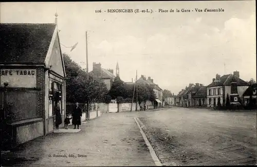 Ak Senonches Eure et Loir, Rue de la Gare, Vue d'ensemble