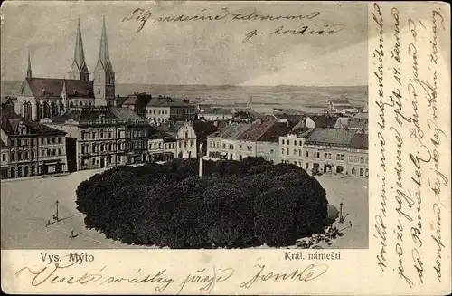 Ak Vysoké Mýto Hohenmaut Reg Pardubice, Kral. namesti, Marktplatz, Kirche