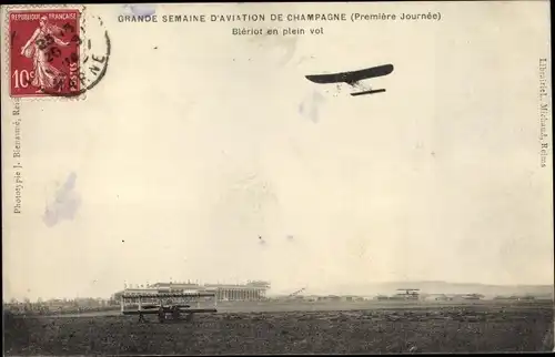 Ak Grande Samaine d'Aviation de Champagne, Blériot en plein vol, Flugpionier