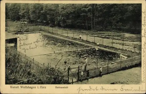 Ak Wolfshagen Langelsheim am Harz, Badeanstalt