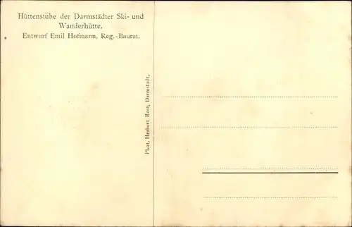 Ak Seebach im Schwarzwald, Darmstädter Hütte, Hüttenstube