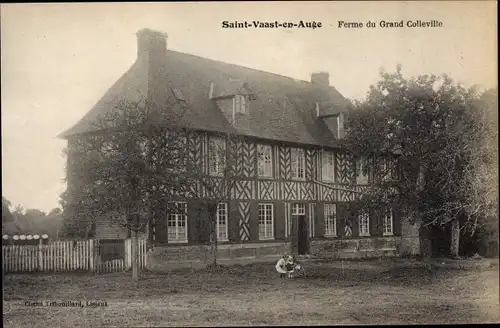 Ak Saint Vaast en Auge Calvados, Ferme du Grand Colleville