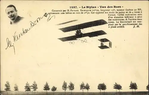 Ak Aviation, Le Biplan Van den Born, H. Farman, Aviateur