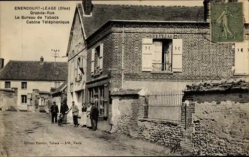 Ak Énencourt Léage Oise, Grande Rue, Bureau de Tabacs, Cabine Telephonique