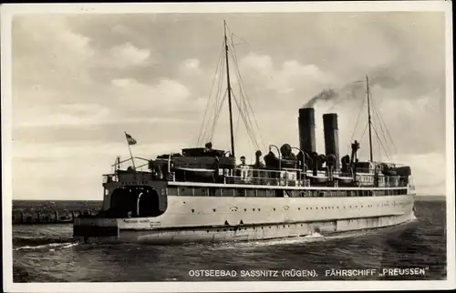 Ak Ostseebad Sassnitz auf Insel Rügen, Fährschiff Preußen