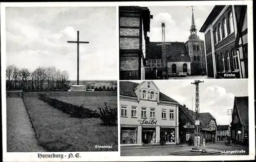 Ak Horneburg im Alten Land, Ehrenmal, Langestraße, Kirche, Handlung Seibl