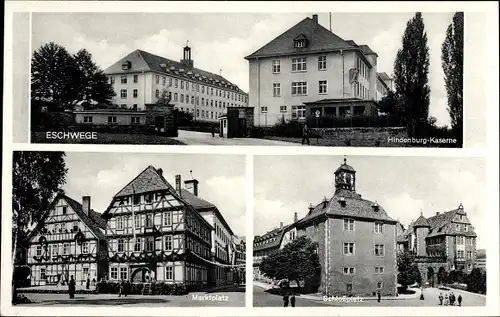 Ak Eschwege an der Werra Hessen, Hindenburg Kaserne, Marktplatz, Schlossplatz