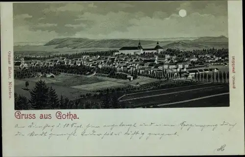 Mondschein Litho Gotha in Thüringen, Panorama