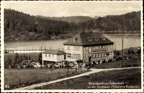 Ak Kriebstein Mittelsachsen, Zschopau Talsperre, Strandgasthaus Falkenhain