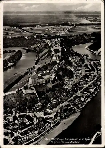 Ak Burghausen an der Salzach Bayern, Fliegeraufnahme