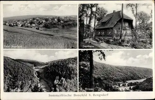 Ak Bonefeld Kreis Neuwied am Rhein, Köppel, Jagdhaus, Panorama, Aubachtal