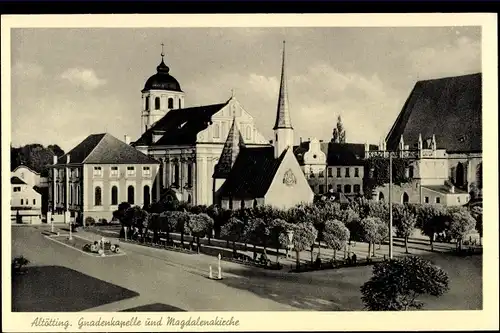 Ak Altötting in Oberbayern, Gnadenkapelle und Magdalenenkirche