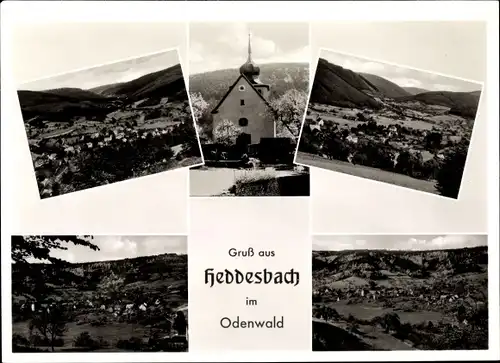Ak Heddesbach im Odenwald, Totalansichten, Kirche