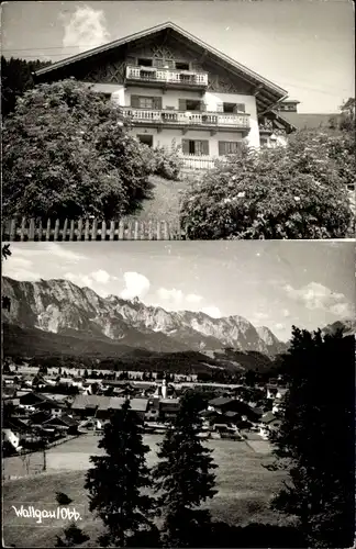 Ak Wallgau Oberbayern, Gasthof, Teilansicht vom Ort