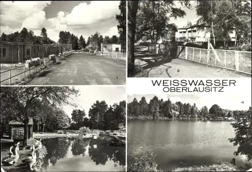 Ak Weißwasser in der Oberlausitz, Tierpark, Tierpark Café, Gondelteich