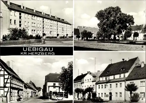 Ak Uebigau in Brandenburg, Rathaus, Neubauten, Marktplatz, Kreuzstraße