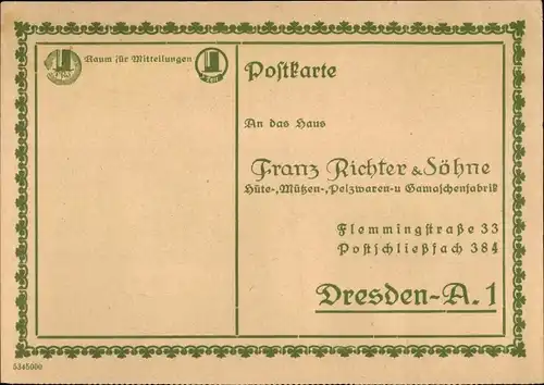 Ak Dresden Altstadt, Franz Richter & Söhne, Flemingstraße 33, Bestellkarte