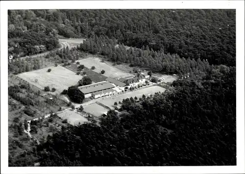 Foto Ak Budenheim am Rhein, Fliegeraufnahme vom Reitstall Schäfer