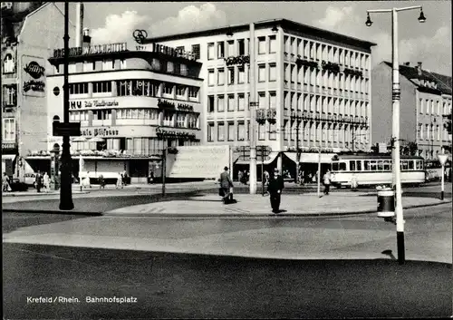 Ak Krefeld am Niederrhein, Bahnhofsplatz