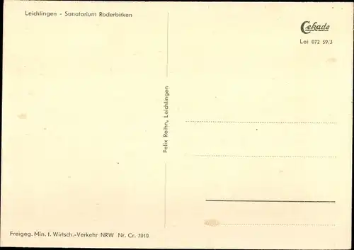 Ak Leichlingen im Rheinland, Fliegeraufnahme, Sanatorium Roderbirken