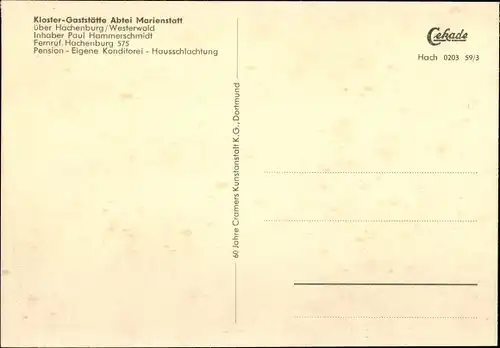 Ak Streithausen im Westerwald, Abtei Marienstatt, Kloster Gaststätte