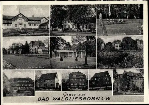 Ak Bad Waldliesborn Lippstadt in Westfalen, haus Margarete, Badehaus, Heizig, Tennisplatz