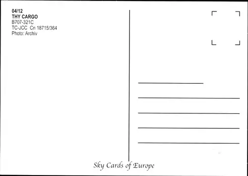 Ak Türkisches Frachtflugzeug, THY Cargo, B707-321C