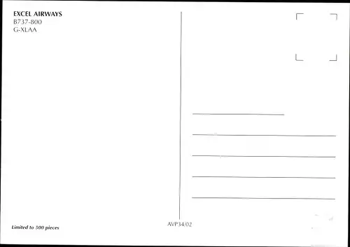 Ak Britisches Passagierflugzeug, Excel Airways, B737-800