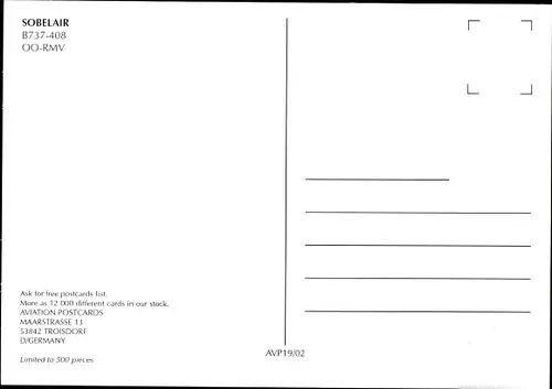 Ak Britisches Passagierflugzeug, Sobetair, B737-408