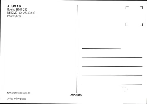 Ak Amerikanisches Passagierflugzeug, Atlas Air, Boeing B747-243