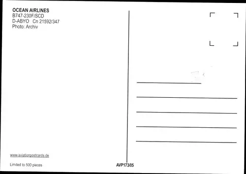 Ak Italienisches Passagierflugzeug, Ocean Airlines, B747-230F/SCD