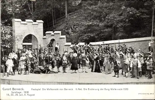 Ak Bad Berneck im Fichtelgebirge Bayern, Festspiel Die Wallenrode von Berneck 1906, Theaterszene