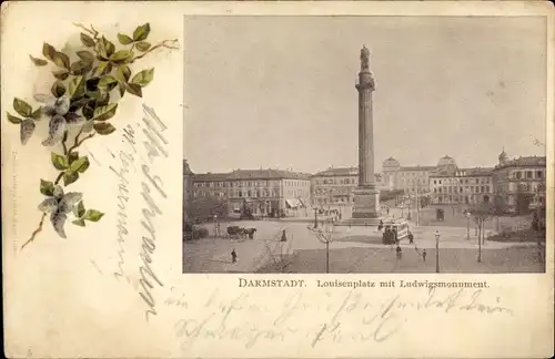 Ak Darmstadt in Hessen, Louisenplatz, Ludwigsmonument