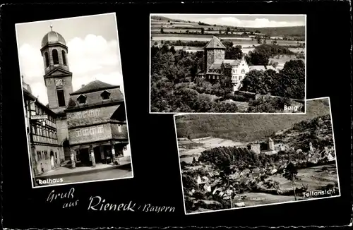 Ak Rieneck im Spessart Unterfranken, Rathaus, Burg, Teilansicht