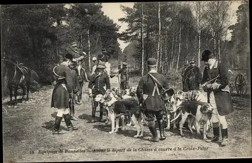 Ak Bonnelles Yvelines, Equipage, Avant le depart de la Chasse a courre a la Croix Pater