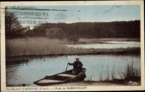 Ak Rambouillet Yvelines, Foret, Les Rochers d'Angenne, Ruderpartie