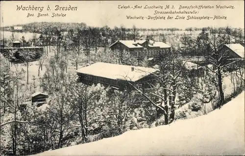 Ak Dresden Wachwitz, Ausflugslokal Wachberg, Winter