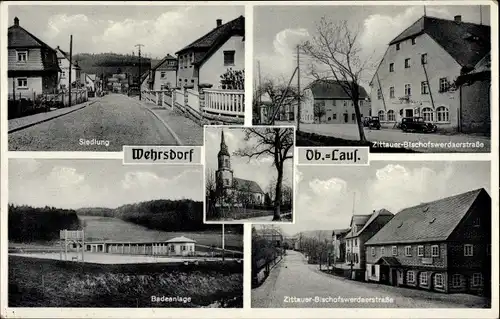 Ak Wehrsdorf Sohland an der Spree in Sachsen, Siedlung, Kirche, Zittauer Bischofswerdaer Straße