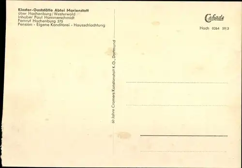 Ak Streithausen im Westerwald, Abtei Marienstatt, Kloster Gaststätte